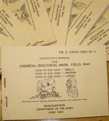 M40 Gas Mask Operators Manual TM 3-4240-300-10-1 Printed